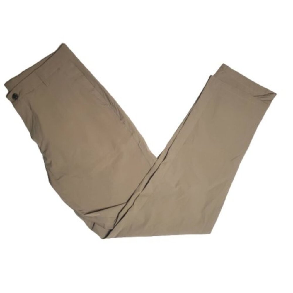 Mens Beige Chino Pants Slim Straight Fit Casual Stretch Size 33 Khaki - Picture 4 of 11